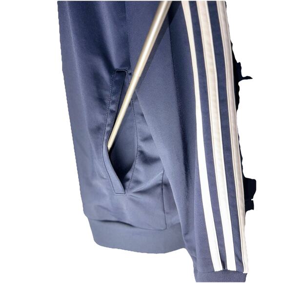 Adidas 3 Stripe XLT Navy Blue Travel Track Jacket Full Zip Athleisure Pockets - Picture 5 of 8